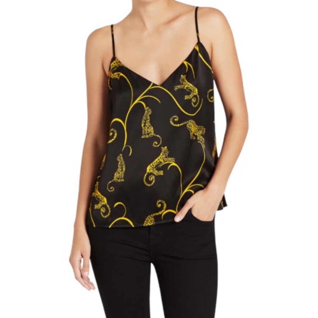 L’agence Jane Camisole Tank - Black/Gold Tiger | Size Xs